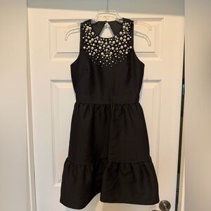 Kate Spade Black Pearl-Embellished Sleeveless Fit-and-Flare Dress Size 2
